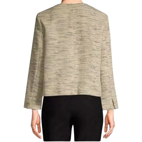 Eileen Fisher Handwoven Organic Cotton Furrows Natural Cropped Jacket, Size L - Picture 2 of 11